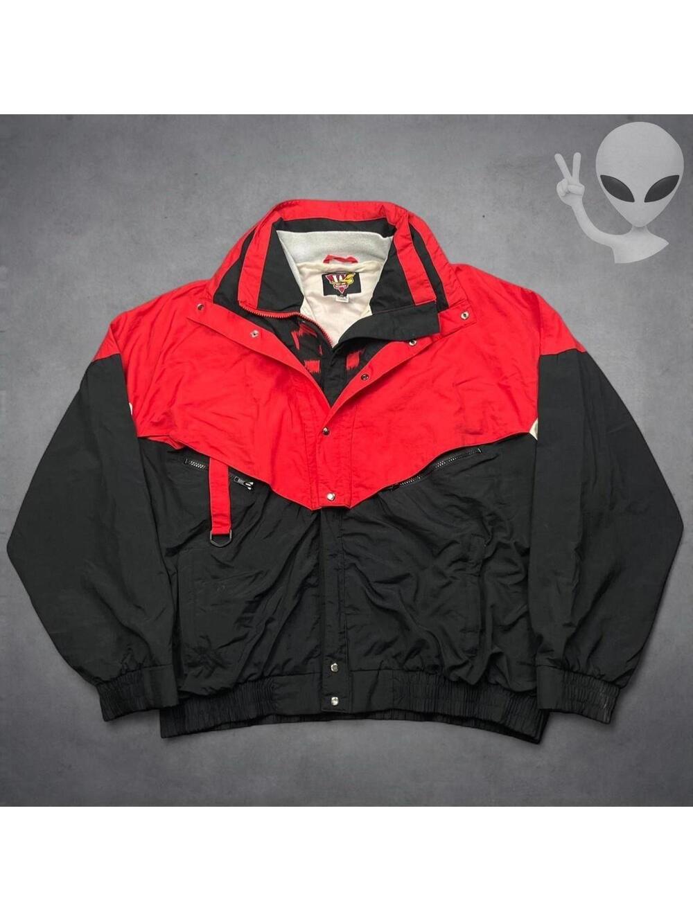 Vintage Winston Racing Jacket Men XL Red Black Nylon 1993 Cigarette Windbreaker